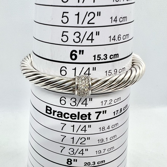 David Yurman 7mm Cable Classics Station Bracelet With 18k White Gold & Diamonds - Picture 14 of 14